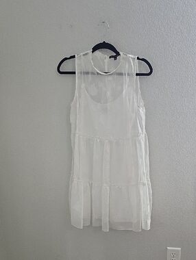 White Sleeveless Tiered Chiffon Dress